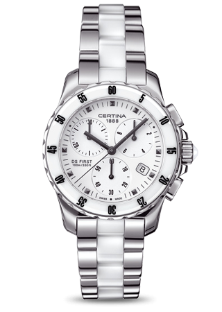 Certina C0142171101100 : DS First Lady Ceramic Chrono White Bracelet