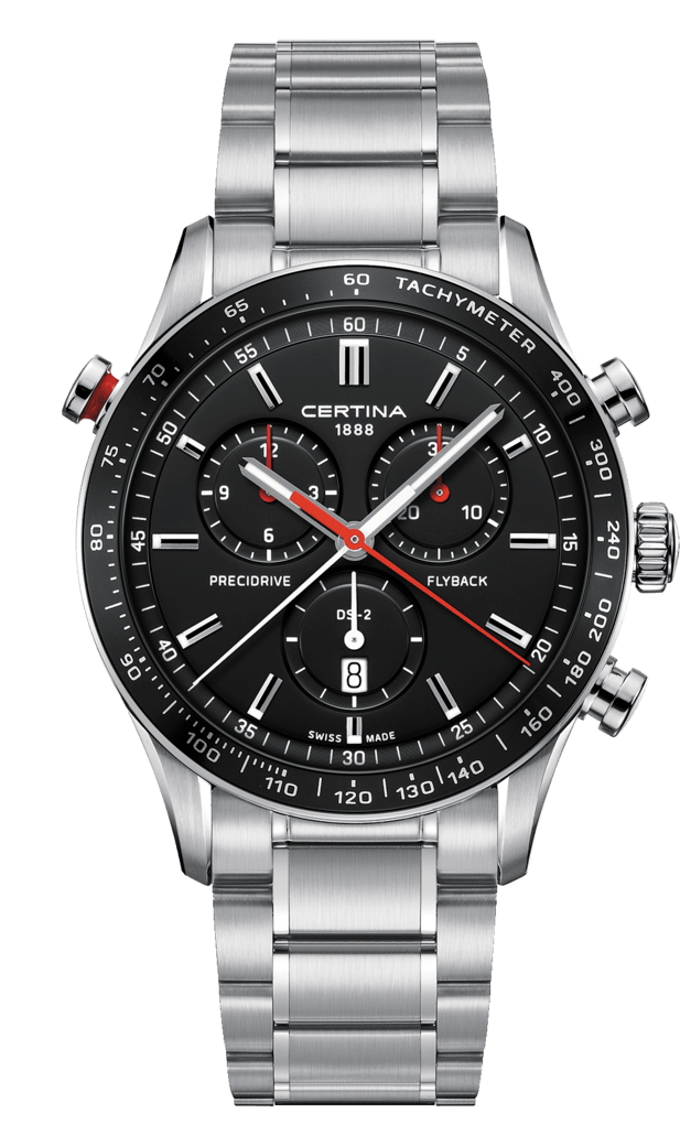 Certina C024.618.11.051.01 : DS-2 Chronograph Flyback Stainless Steel / Black / Bracelet