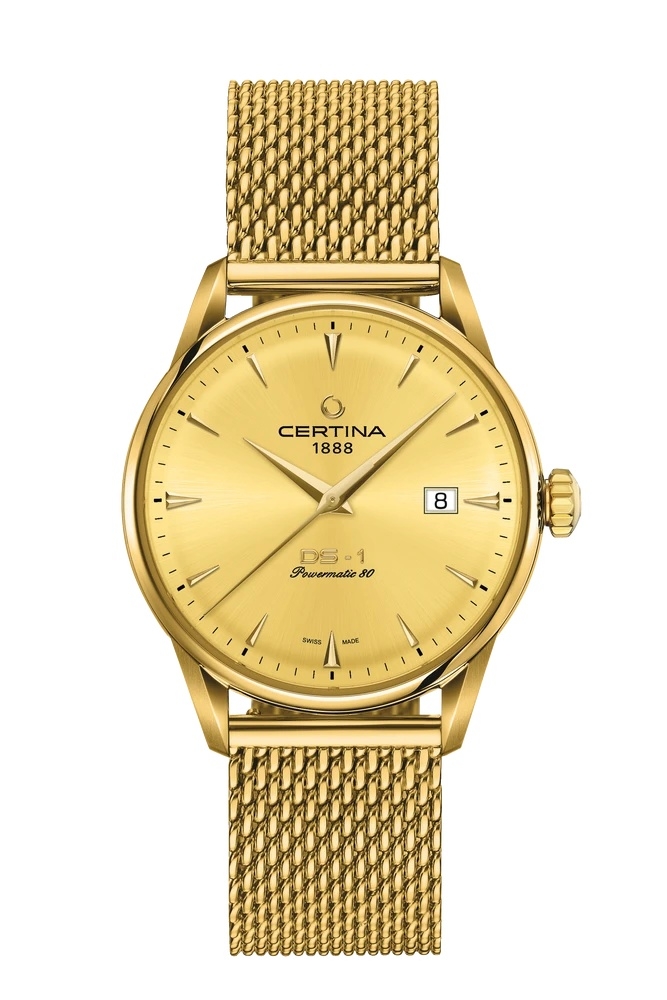 Certina C029.807.33.361.00 : DS-1 Powermatic 80 40 Yellow Gold / Champagne / Mesh