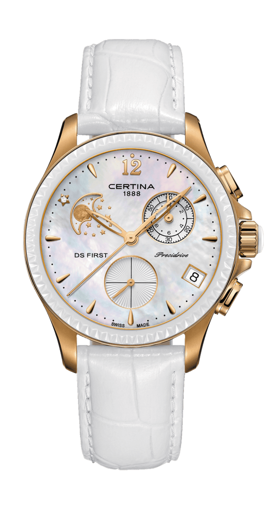 Certina C030.250.36.106.00 : Ds First Lady Chronograph Moon Phase Rose Gold - Ceramic / MOP
