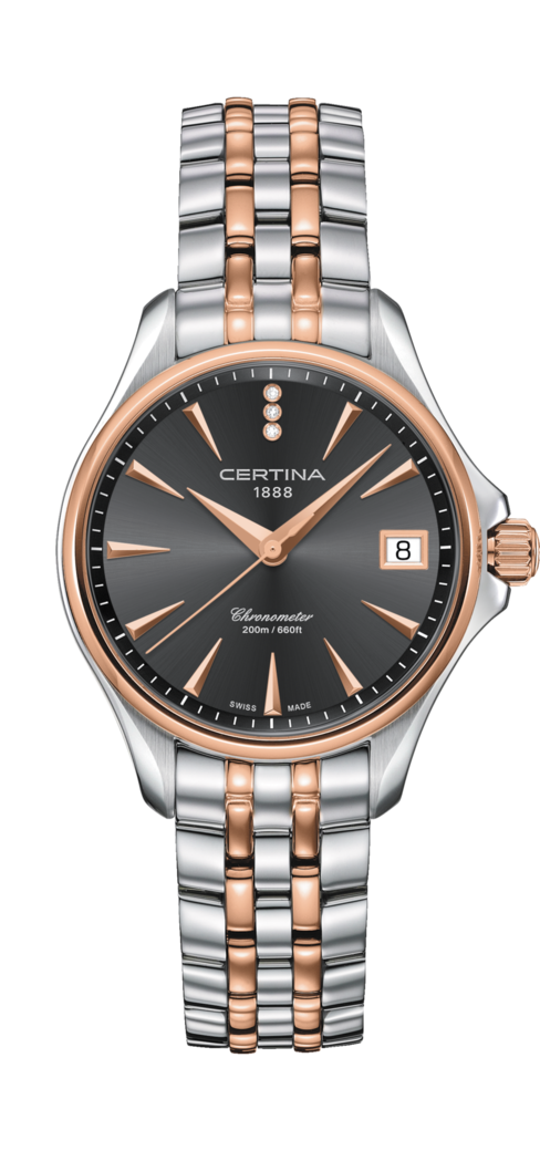 Certina C032.051.22.086.00 : DS Action Diamonds 33.8 Stainless Steel - Rose Gold / Grey