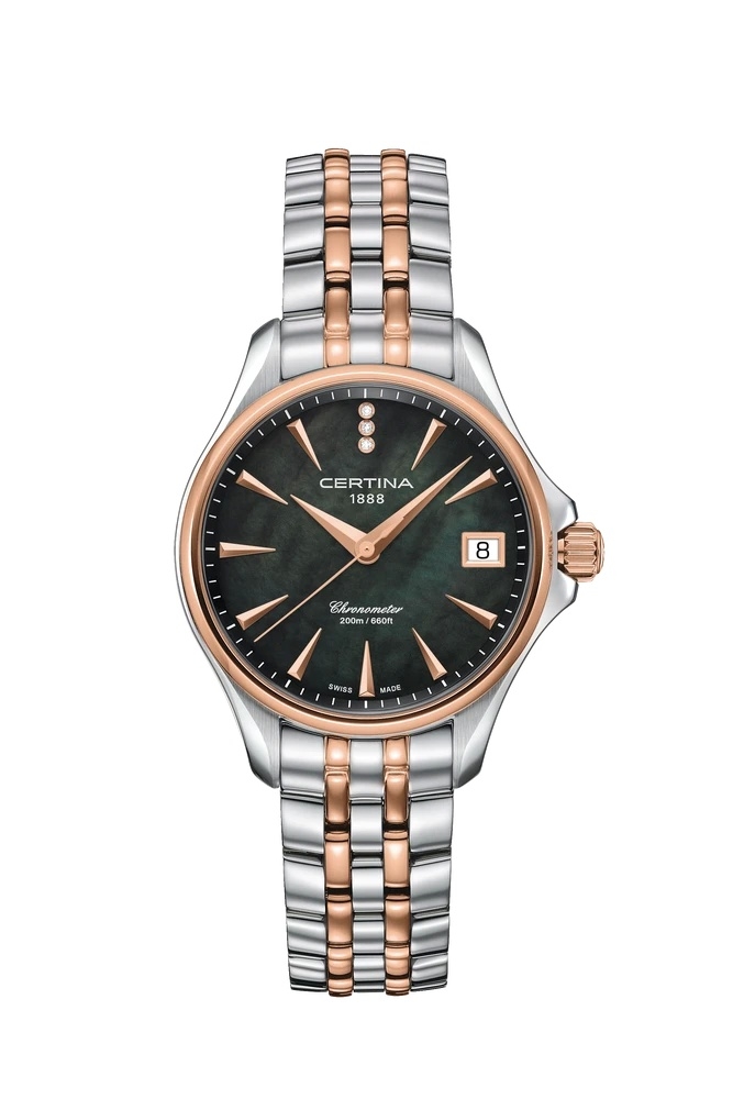 Certina C032.051.22.126.00 : DS Action Diamonds 33.8 Stainless Steel - Rose Gold / Black MOP