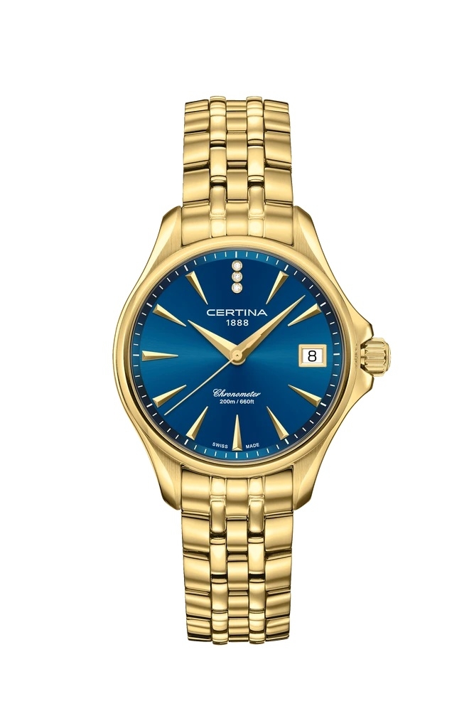 Certina C032.051.33.046.00 : DS Action Diamonds 33.8  Yellow Gold / Blue