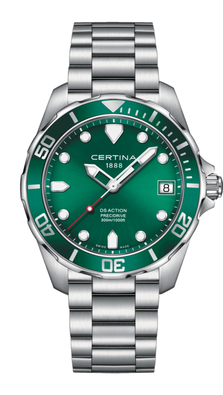 Certina C032.410.11.091.00 : DS Action Diver PreciDrive Stainless Steel / Green / Bracelet