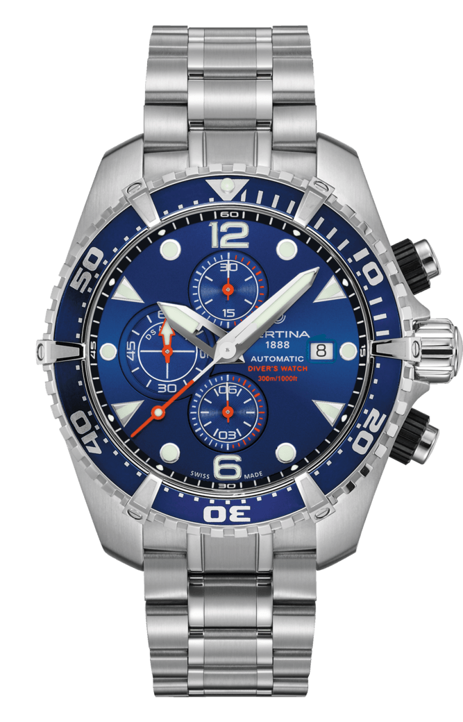 Certina C032.427.11.041.00 : DS Action Diver Chronograph Automatic Stainless Steel / Blue / Bracelet