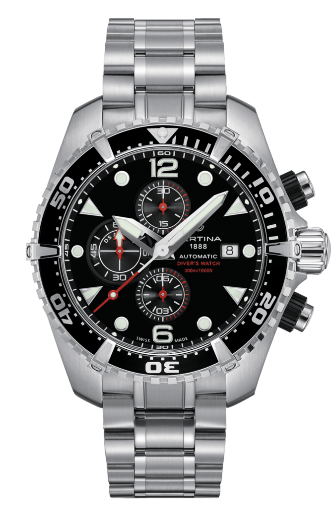 Certina C032.427.11.051.00 : DS Action Diver Chronograph Automatic Stainless Steel / Black / Bracelet