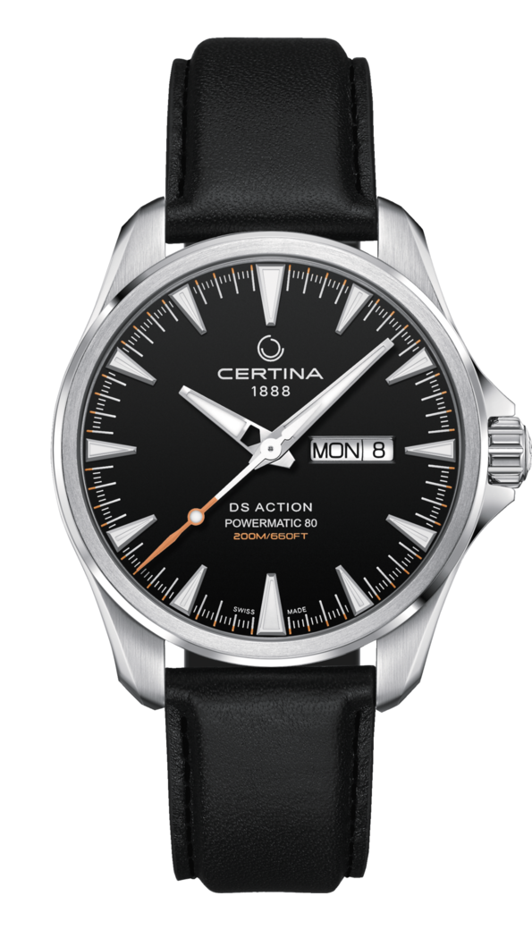 Certina C032.430.16.051.00 : DS Action Powermatic 80 Day-Date Stainless Steel / Black / Leather