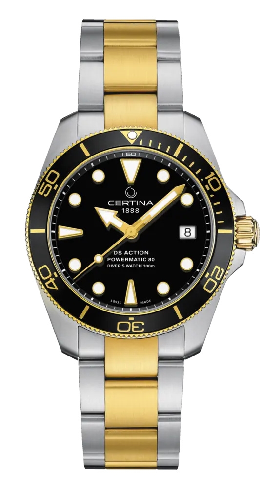 Certina C032.807.22.051.00 : DS Action Diver 38 Powermatic 80 Stainless Steel - Yellow Gold / Black