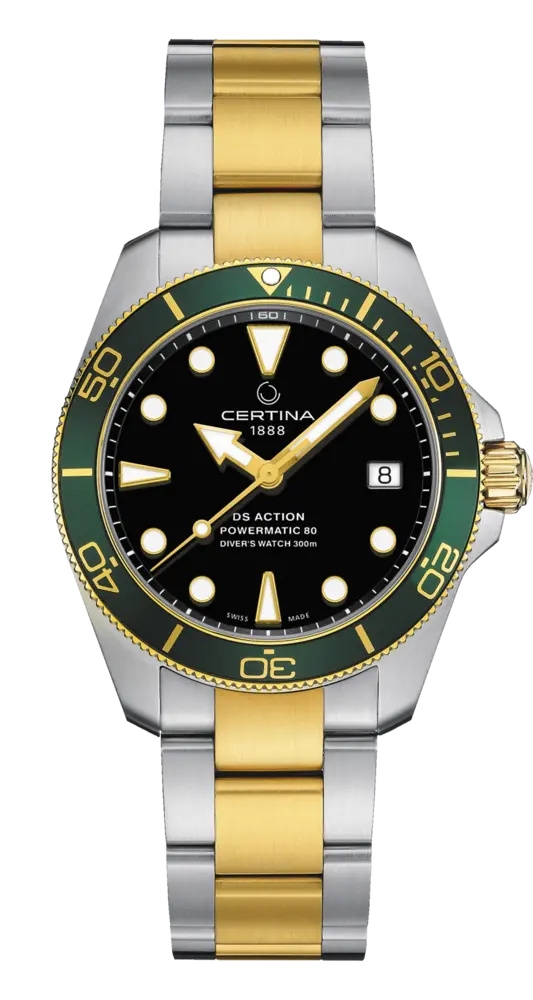 Certina C032.807.22.051.01 : DS Action Diver 38 Powermatic 80 Stainless Steel - Yellow Gold / Black