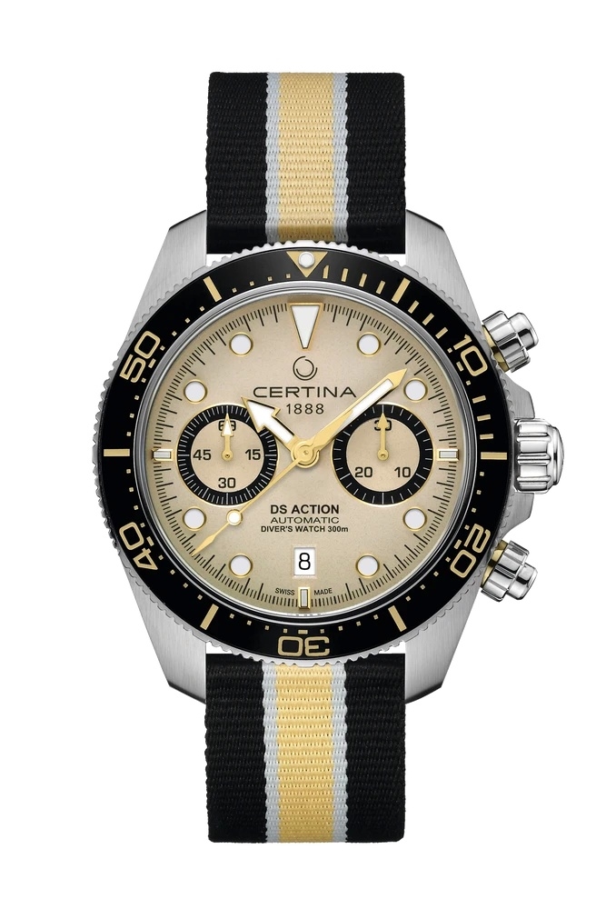 Certina C032.827.18.271.00 : DS Action Diver Chrono Stainless Steel / Sand / NATO