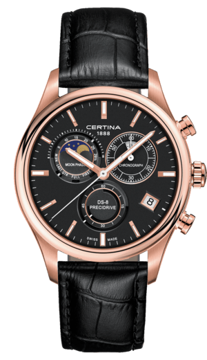 Certina C033.450.36.051.00 : DS-8 Chronograph Moon Phase PVD Rose / Black / Strap
