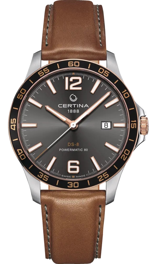 Certina C033.807.26.087.00 : DS-8 Powermatic Stainless Steel - Rose Gold / Grey