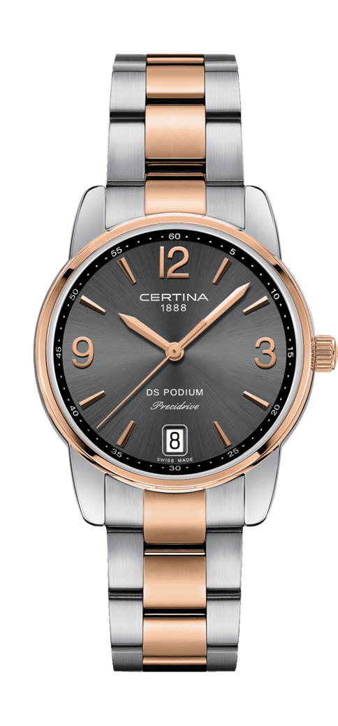 Certina C034.210.22.087.00 : DS Podium 33 Stainless Steel - Rose Gold / Grey / Bracelet