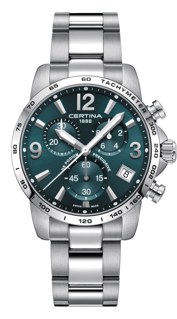 Certina C034.417.11.097.00 : DS Podium Chronograph 1/10 Sec Stainless Steel / Green / Bracelet