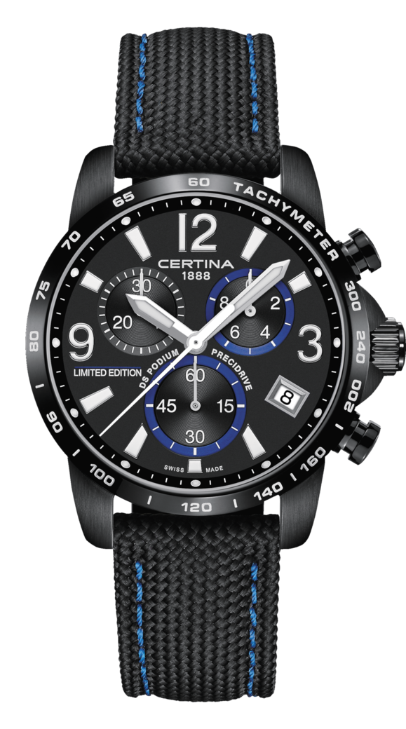 Certina C034.417.38.057.10 : DS Podium Chronograph 1/10 Sec PVD / Black / Strap
