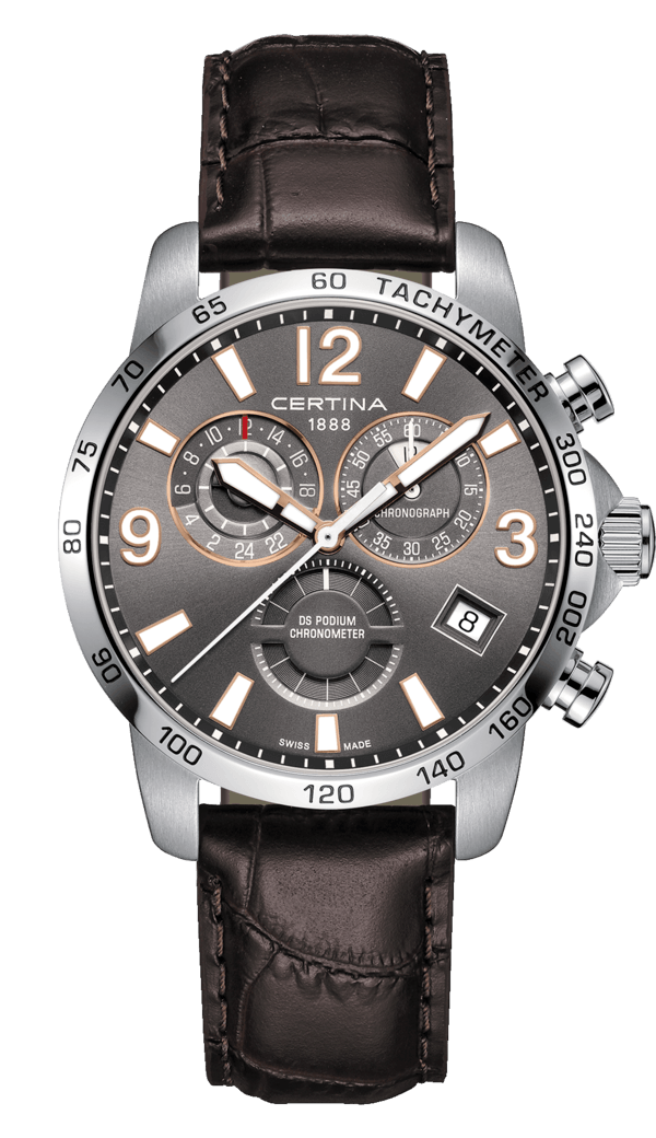 Certina C034.654.16.087.01 : DS Podium Chronograph GMT Stainless Steel / Grey / Strap