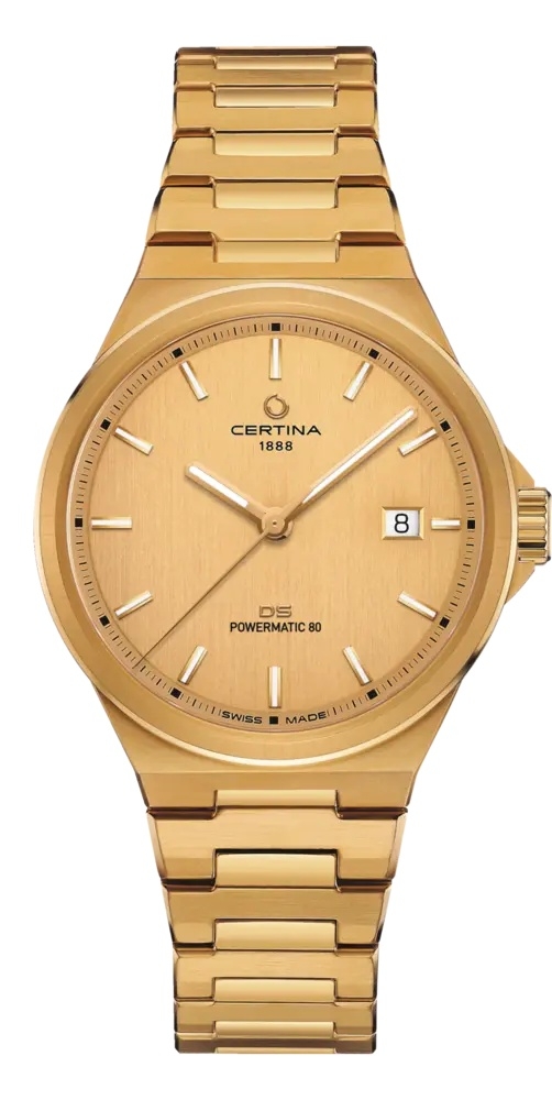 Certina C043.407.33.361.00 : DS-7 Powermatic 80 Yellow Gold / Champagne / Bracelet
