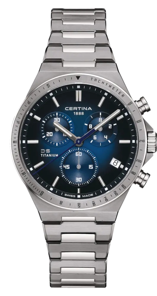 Certina C043.417.44.041.00 : DS-7 Chronograph Titanium / Blue / Bracelet