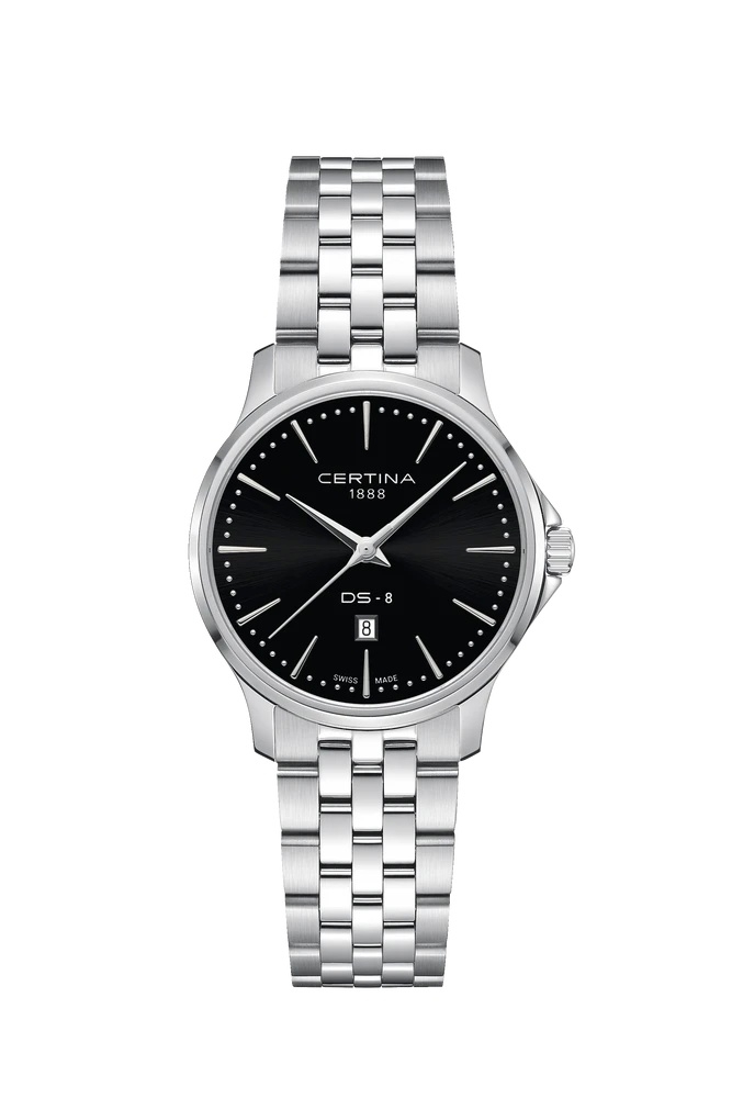 Certina C045.010.11.051.00 : DS-8 Lady Quartz Stainless Steel / Black / Bracelet