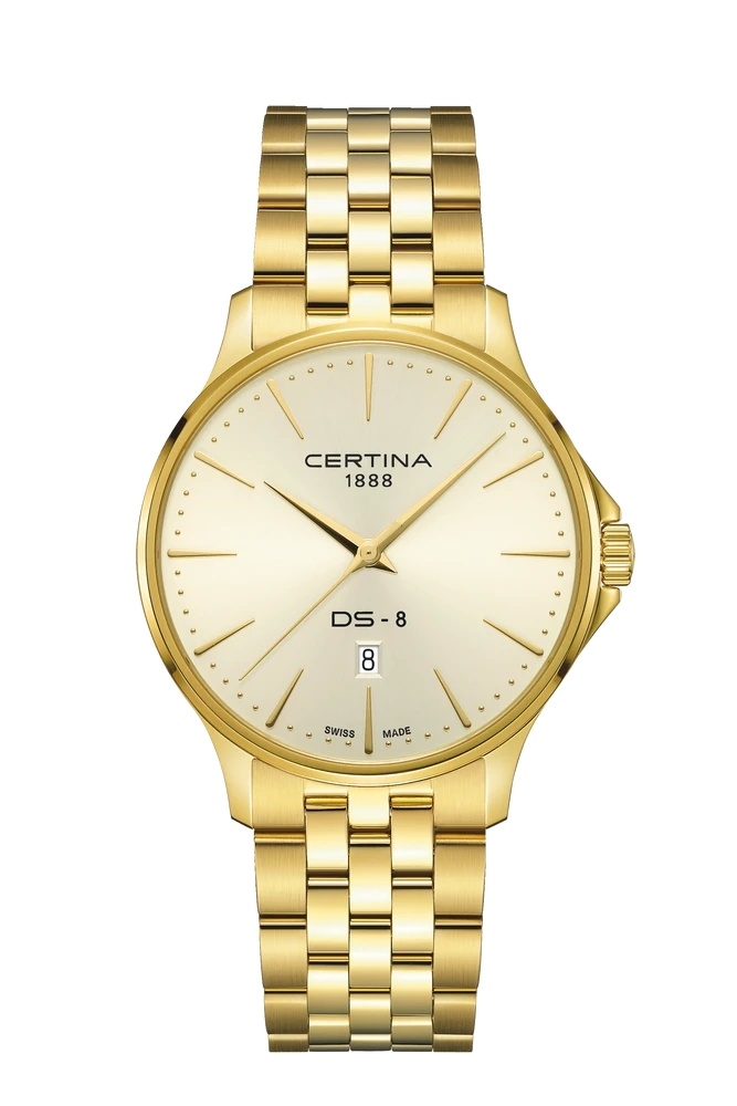 Certina C045.410.33.361.00 : DS-8 Gent Quartz Yellow Gold / Champagne / Bracelet