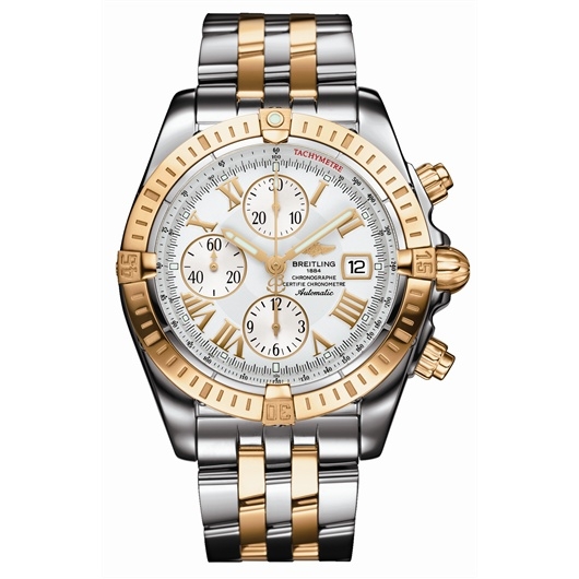 Breitling C1335611/A619 : Chronomat Evolution Stainless Steel / Yellow Gold / White - Roman