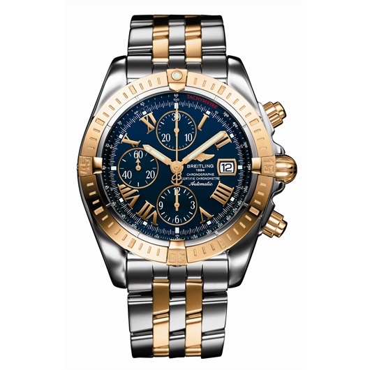 Breitling C1335611/C710 : Chronomat Evolution Stainless Steel / Yellow Gold / Blue - Roman