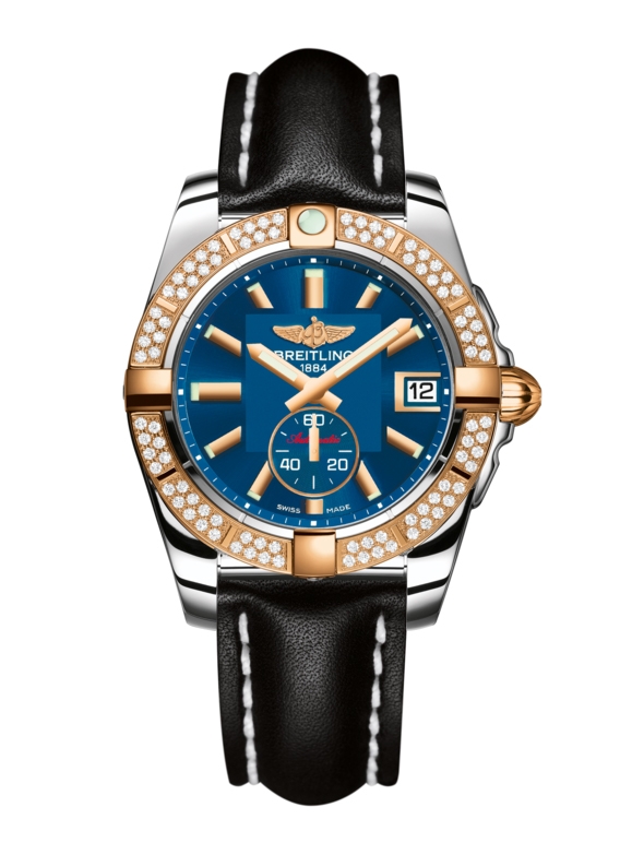 Breitling C3733053.C831.414X : Galactic 36 Automatic Stainless Steel / Rose Gold / Diamond / Gun Blue / Calf