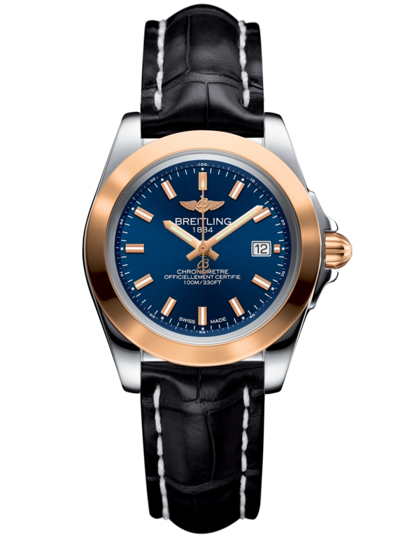 Breitling C7133012/C952/777P/A14BA.1 : Galactic 32 Sleek Edition Stainless Steel / Rose Gold / Horizon Blue / Croco