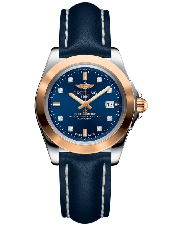 Breitling C7133012/C967/116X/A14BA.1 : Galactic 32 Sleek Edition Stainless Steel / Rose Gold / Horizon Blue Diamond / Calf