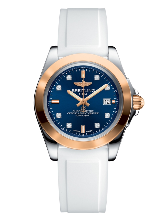 Breitling C7133012/C967/164S/A14S.1 : Galactic 32 Sleek Edition Stainless Steel / Rose Gold / Horizon Blue Diamond / Rubber