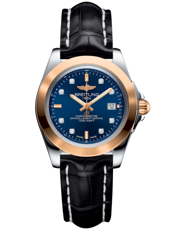 Breitling C7133012/C967/777P/A14BA.1 : Galactic 32 Sleek Edition Stainless Steel / Rose Gold / Horizon Blue Diamond / Croco