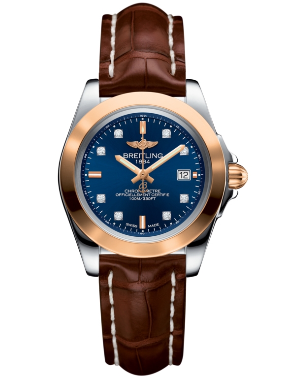 Breitling C7133012/C967/778P/A14BA.1 : Galactic 32 Sleek Edition Stainless Steel / Rose Gold / Horizon Blue Diamond / Croco