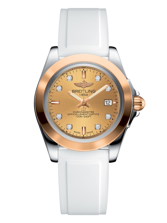 Breitling C7133012/H550/164S/A14S.1 : Galactic 32 Sleek Edition Stainless Steel / Rose Gold / Golden Sun Diamond / Rubber