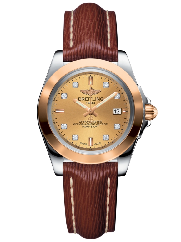 Breitling C7133012/H550/211X/A14BA.1 : Galactic 32 Sleek Edition Stainless Steel / Rose Gold / Golden Sun Diamond / Sahara