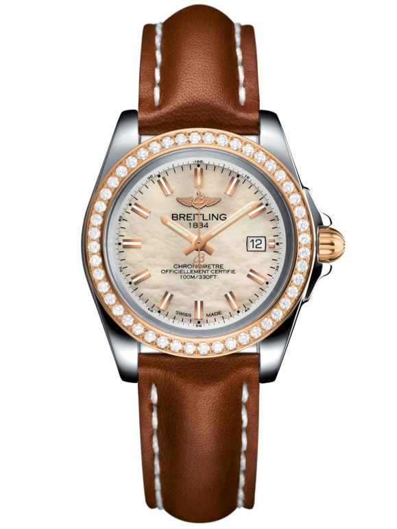 Breitling C7133053/A802/406X/A14BA.1 : Galactic 32 Sleek Edition Stainless Steel / Rose Gold / Diamond / Pearl / Calf