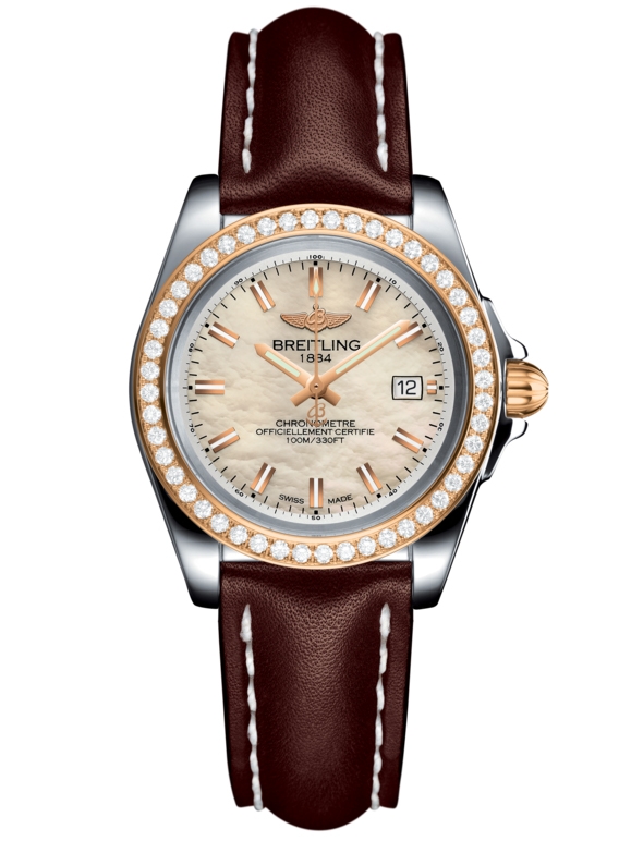 Breitling C7133053/A802/410X/A14BA.1 : Galactic 32 Sleek Edition Stainless Steel / Rose Gold / Diamond / Pearl / Calf