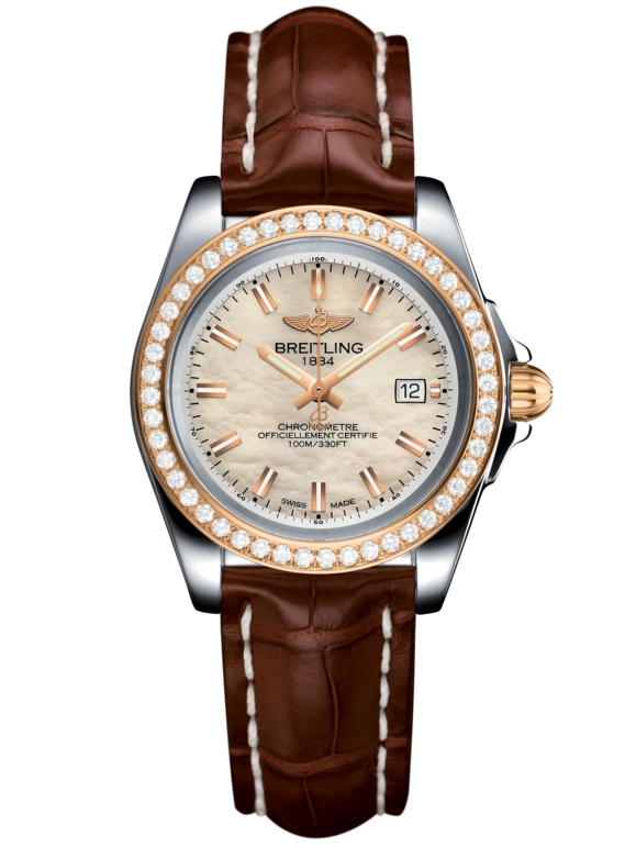Breitling C7133053/A802/778P/A14BA.1 : Galactic 32 Sleek Edition Stainless Steel / Rose Gold / Diamond / Pearl / Croco