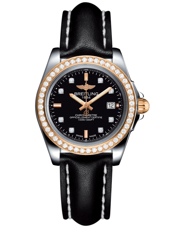 Breitling C7133053/BF64/408X/A14BA.1 : Galactic 32 Sleek Edition Stainless Steel / Rose Gold / Diamond / Trophy Black Diamond / Calf