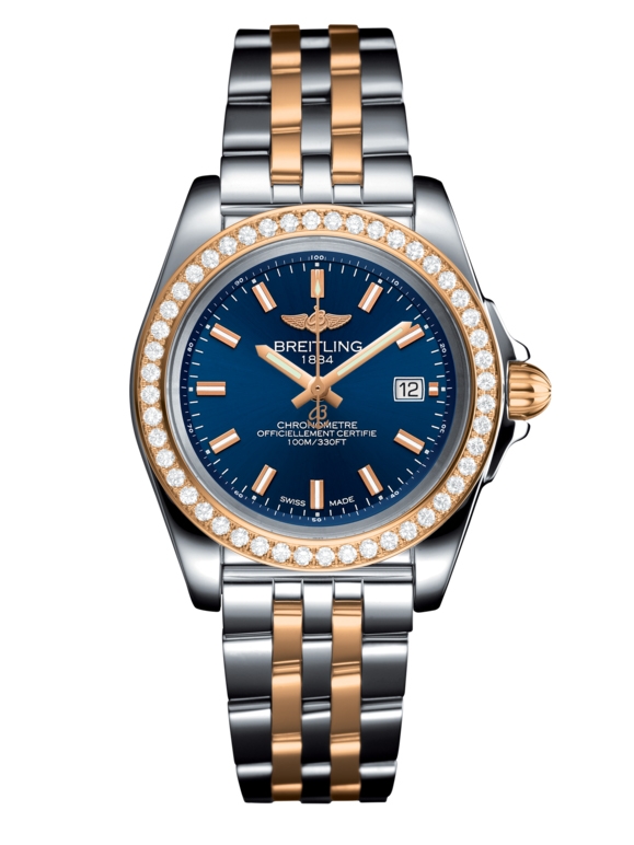 Breitling C7133053/C952/792C : Galactic 32 Sleek Edition Stainless Steel / Rose Gold / Diamond / Horizon Blue / Bracelet