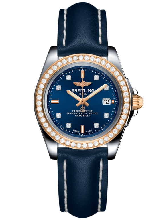 Breitling C7133053/C967/116X/A14BA.1 : Galactic 32 Sleek Edition Stainless Steel / Rose Gold / Diamond / Horizon Blue Diamond / Calf