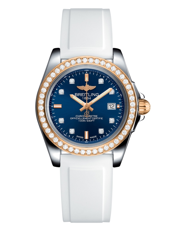 Breitling C7133053/C967/164S/A14S.1 : Galactic 32 Sleek Edition Stainless Steel / Rose Gold / Diamond / Horizon Blue Diamond / Rubber