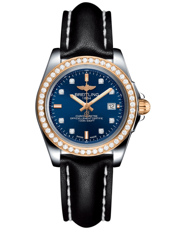 Breitling C7133053/C967/408X/A14BA.1 : Galactic 32 Sleek Edition Stainless Steel / Rose Gold / Diamond / Horizon Blue Diamond / Calf
