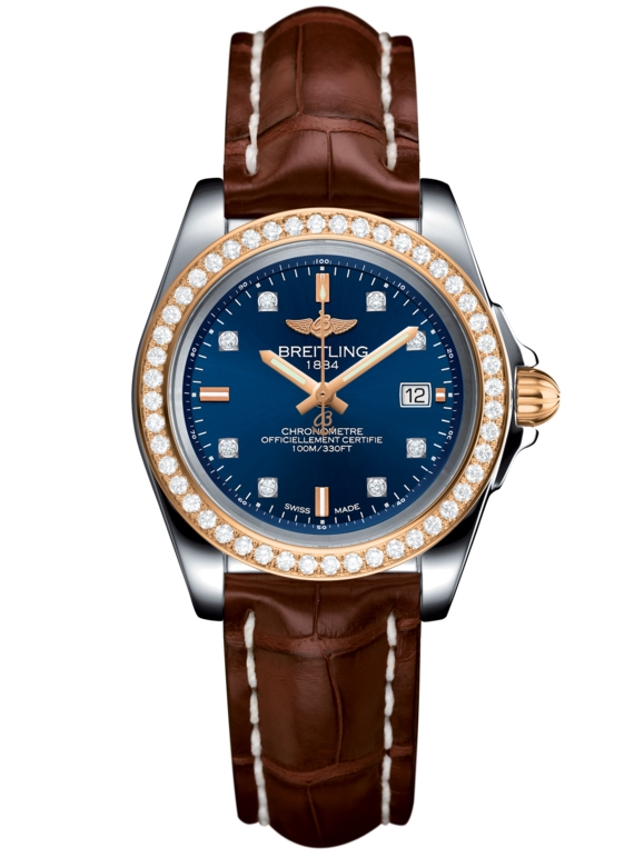 Breitling C7133053/C967/778P/A14BA.1 : Galactic 32 Sleek Edition Stainless Steel / Rose Gold / Diamond / Horizon Blue Diamond / Croco