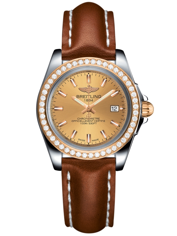Breitling C7133053/H549/406X/A14BA.1 : Galactic 32 Sleek Edition Stainless Steel / Rose Gold / Diamond / Golden Sun / Calf
