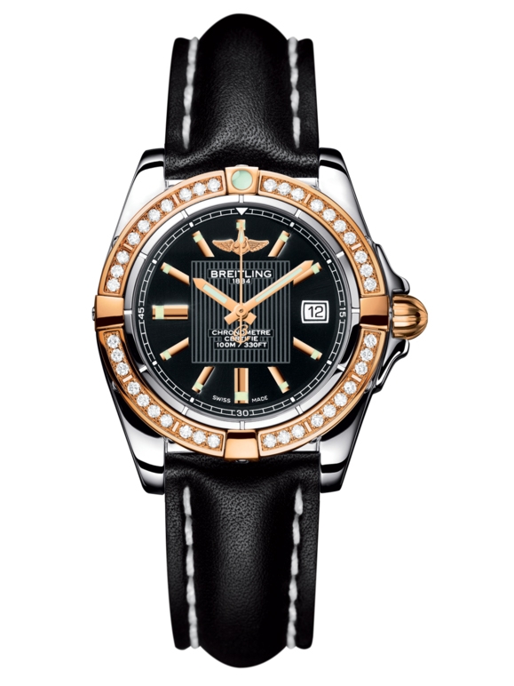 Breitling C71356LA.BA12.408X : Galactic 32 Stainless Steel / Rose Gold / Diamond / Trophy Black / Calf