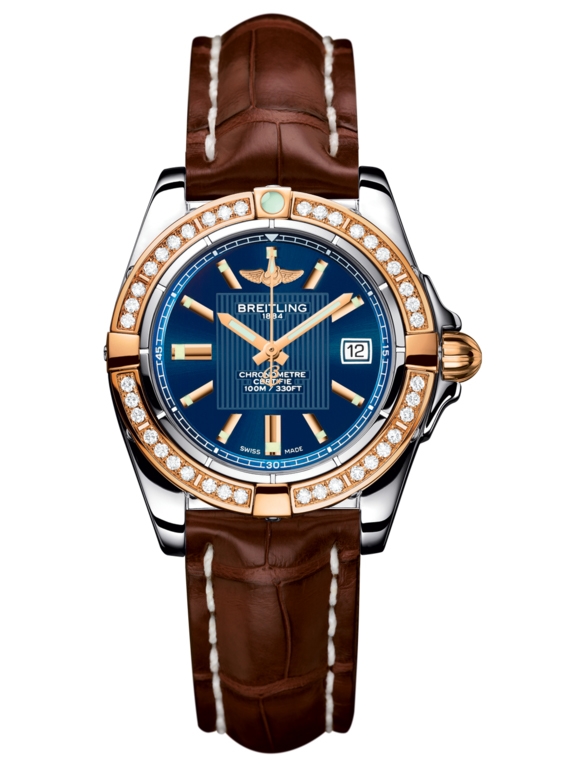 Breitling C71356LA.C813.778P : Galactic 32 Stainless Steel / Rose Gold / Diamond / Metallica Blue / Croco