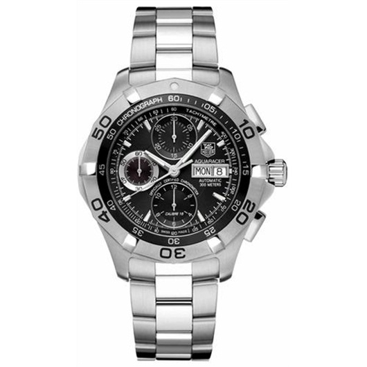TAG Heuer CAF5010.BA0815 : Aquaracer 300M Calibre 16 Day-Date COSC Stainless Steel / Black / Bracelet