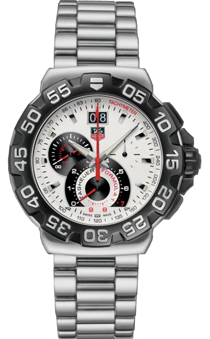 TAG Heuer CAH1011.BA0854 : Formula 1 Quartz Chronograph Big Date 44 Stainless Steel / White / Bracelet