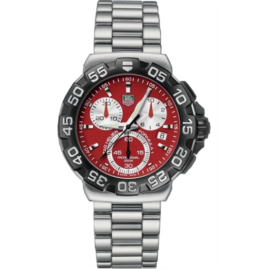 TAG Heuer CAH1112.BA0850 : Formula 1 Quartz Chronograph 41 Stainless Steel / Red / Bracelet