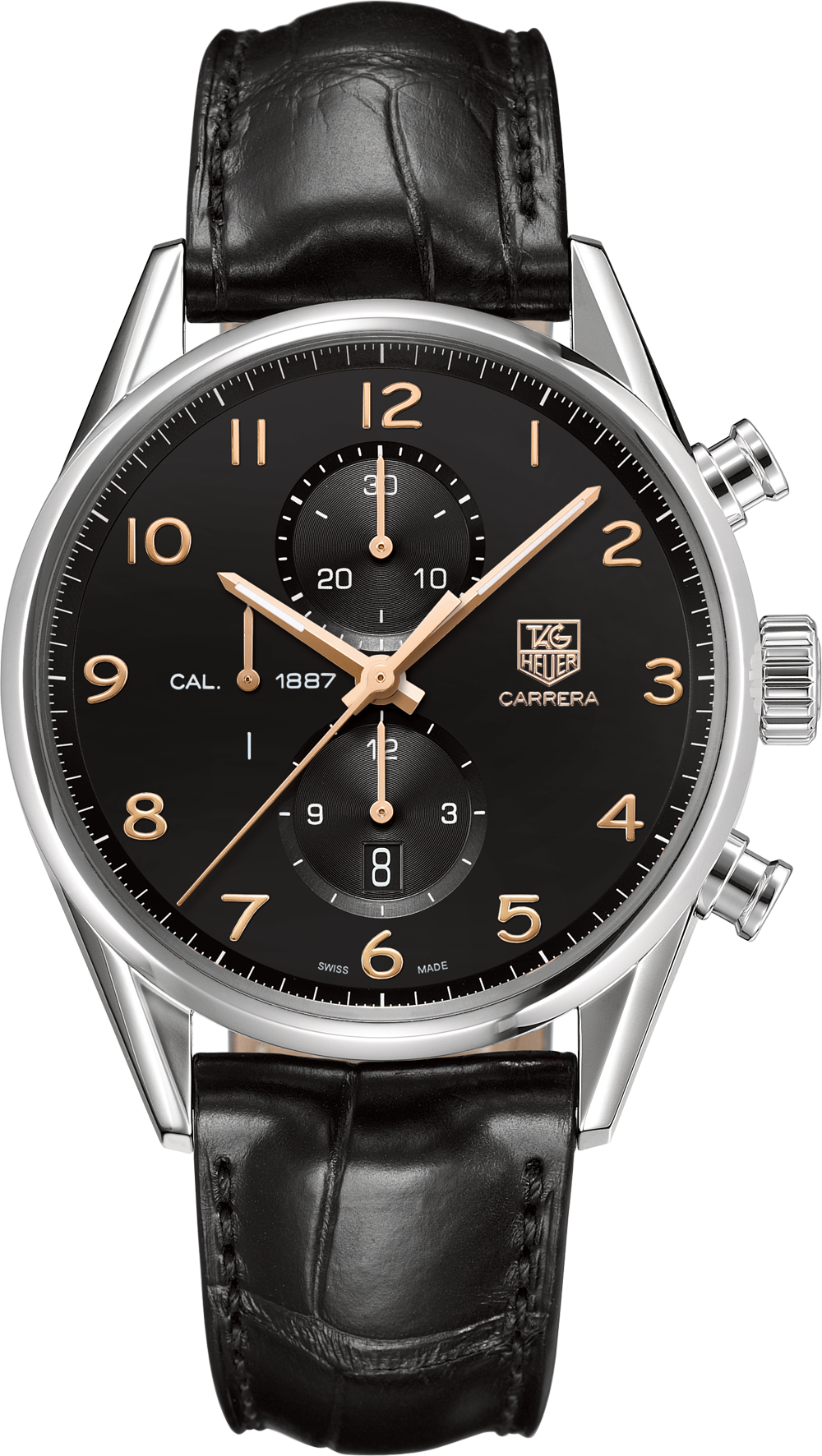 TAG Heuer CAR2014.FC6235 : Carrera Calibre 1887 43 Stainless Steel / Black / Alligator